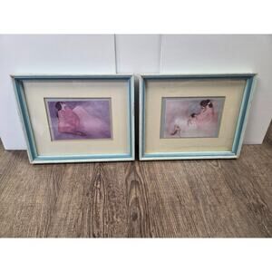 R C Gorman Framed Print Mother + Child Motherhood Pregnancy Pastel Set of 2